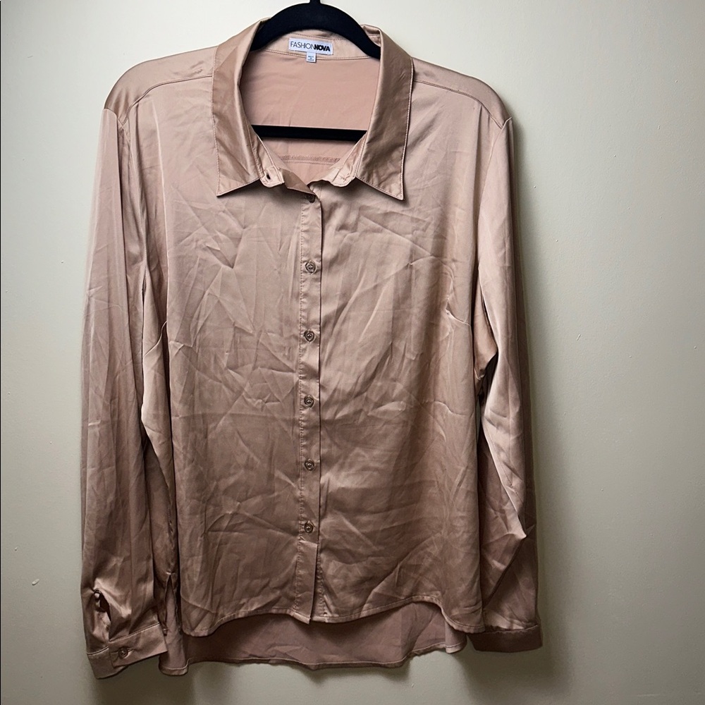 Fashion Nova Tan Collared Shirt